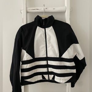 Adidas Black and White Track Zip-Up Jacket